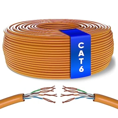 Abbildung von Mr. Tronic 100m Ethernet Netzwerkkabel Cat 6, LAN Für Schnelle &amp; Zuverlässige Internet, AWG24 Massenkabel 6 Bulk Kabel 1 Gbps, 250 MHz, UTP CCA (100 Meter, Orange)