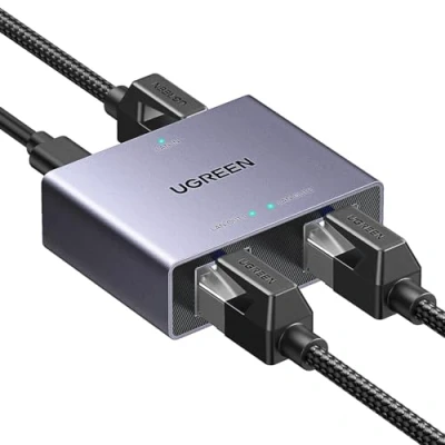 Abbildung von UGREEN LAN Splitter 1 auf 2 1000Mbps Ethernet Switch Port mit Type C Stromkabel Gigabit für Computer, Hub, Switch, Router, Set Top Box, PS5, TV usw.