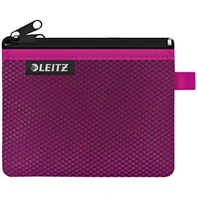 Abbildung von Leitz WOW Mäppchen mit 2 Fächern, Leichtläufiger Reißverschluss, Abwaschbar, Ideales Nylon Portemonnaie, Größe S, 14 x 10,5 cm, Pink, 40110023