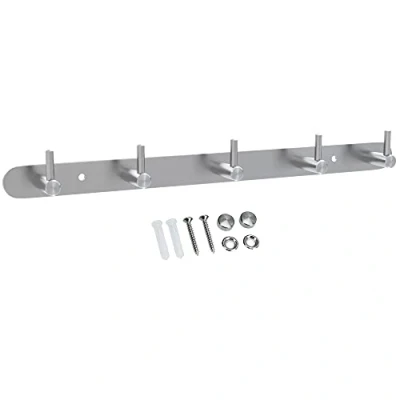 Abbildung von INTIRILIFE Edelstahl Garderobenleiste Modell B 5 Haken 38.1 x 4.2 cm Kleiderhaken Garderobe Hakenleiste in verschiedenen Designs
