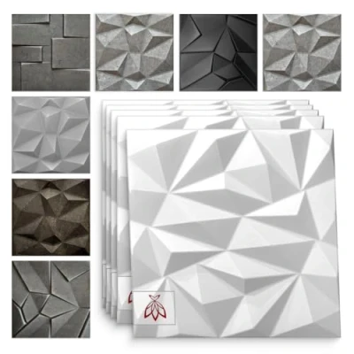 Abbildung von 3D Wandpaneele Dekoren Wandverkleidung Deckenpaneele Platten Paneele Wanddeko Wandtattoos Polystyrol XPS Styropor 50x50cm 20m² 80 Stück Zirkon White 3mm stärke