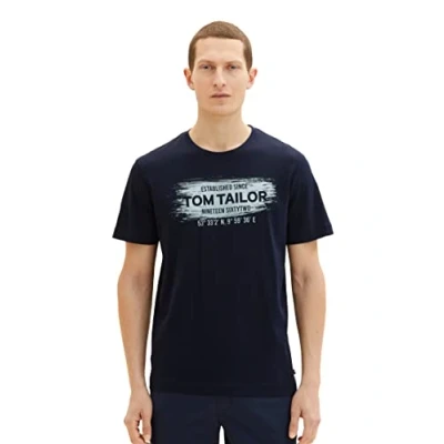 Abbildung von TOM Tailor Printed LOGO Tshirt print, Herren, Größe: Medium, Sky captain blue