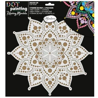 Abbildung von Aladine Dot Painting MDF Board &amp; Stencil 30cm Ethnic (85506)