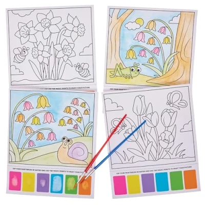 Abbildung von Baker Ross FX942 Frühlingsblumen Magische Malbilder Packung mit 10, Malsets für Kinder