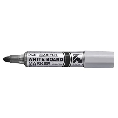 Abbildung von Pentel Maxiflo MWL5W AX Whiteboard Marker, konische Spitze, extrabreit, Schwarz, 12 Stück