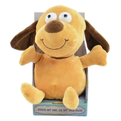 Abbildung von Kögler 75570 Labertier Hund Bruno, ca. 18 cm groß, nachsprechendes Plüschtier mit Wiedergabefunktion, plappert alles witzig nach und bewegt sich, batteriebetrieben