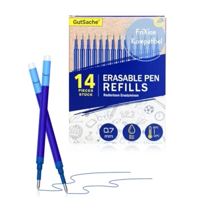 Abbildung von 14x Radierbare Gelschreibermine, GutSache 0.7mm Blau Ersatzminen, Kompatibel mit Pilot FriXion Ball &amp; Clicker Eberhard Faber, Thermosensitiver Tinte Gelstift Ersatzmine für Gelschreiber