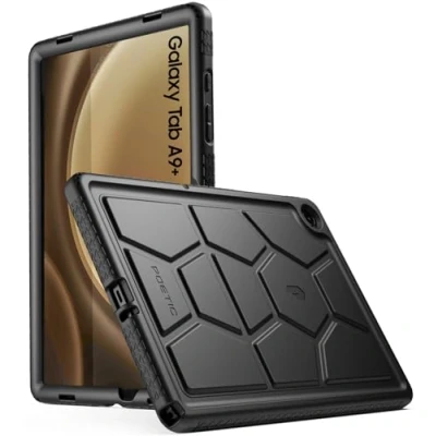 Abbildung von Poetic TurtleSkin Hülle Kompatibel mit Galaxy Tab A9 Plus + 11 Zoll 2023, robuste, stoßfeste, kinderfreundliche Fallschutz Silikonhülle, Schwarz