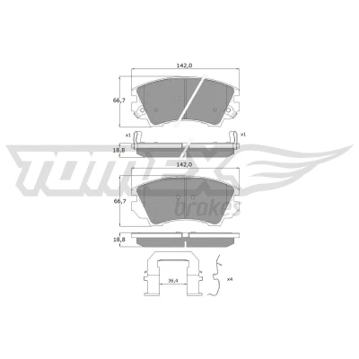 Abbildung von TOMEX brakes TX 16 34 Bremsbelagsatz Vorderachse mit akustischer Verschleißwarnung Zubehör OPEL: Insignia A Sports Tourer, Astra J Tourer