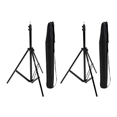 Abbildung von Amazon Basics 2er Pack Aluminium 2,04 m Kamera Beleuchtungsstativ für Studio und On Location Fotos, 1,22 kg, max. Belastung 3,17 Höhenverstellbar, Tragbar, Kompakte Aufbewahrung Schwarz
