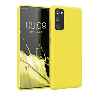 Abbildung von kwmobile Hülle kompatibel mit Samsung Galaxy S20 FE weiches TPU Silikon Case Cover geeignet für kabelloses Laden Strahlend Gelb