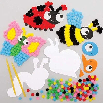 Abbildung von Baker Ross AX871 Käfer Bommel Set 5er Pack, Kreativset für Kinder zum Basteln, Dekorieren und Ausstellen