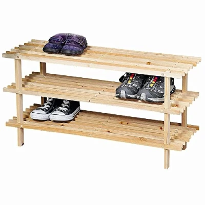 Abbildung von Kesper Schuhregal dreistöckig Natur, Tannenholz, braun, 77 x 40 26 cm