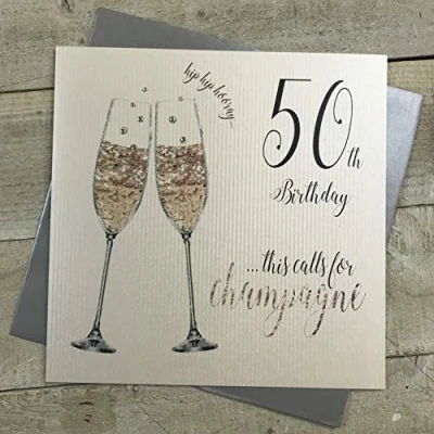Abbildung von White Cotton Cards XDT83 50 Glückwunschkarte zum 50. Geburtstag, handgefertigt, groß