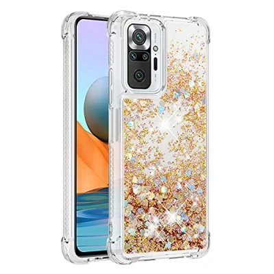 Abbildung von KBIKO zxl Handyhülle Xiaomi Redmi Note 10 Pro Glitzer, Hülle Flüssig Treibsand Mädchen Frauen Glitter Quicksand Weich TPU Bumper Silikon Schutzhülle für Max.Gold YBL