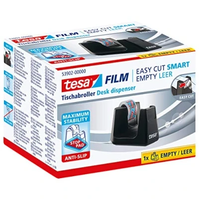 Abbildung von Tesa TischabrollerEasy Cut Smart schwarz inkl. 8 Rollen 33mx19mm trans