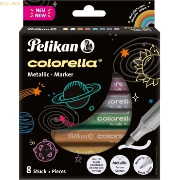 Abbildung von Pelikan 818070 Fasermaler Colorella Metallic 411, 8 Farben in Faltschachtel