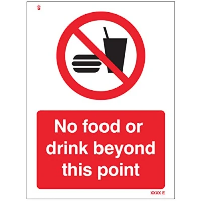 Abbildung von Englisches PVC Sicherheitsschild „No food or drink beyond this point“