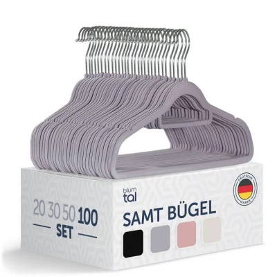 Abbildung von Blumtal Kleiderbügel Rutschfest Samtoptik Platzsparend, (100 tlg), Premium inkl. Krawattenhalter, 360 drehbar, Anti Rutsch Bügel