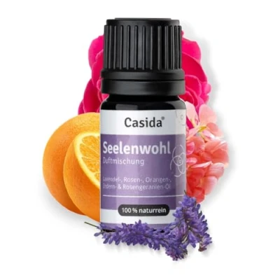 Abbildung von Casida® Seelenwohl Duftmischung ätherische Öle mit Lavendelöl, Rosenöl, Orangenöl, Zedernöl &amp; Rosengeranie Öl sanft aufbauende 5 ml Aus der Apotheke