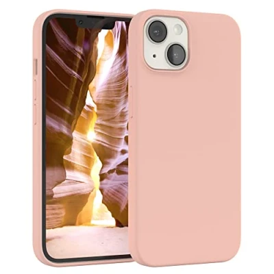 Abbildung von EAZY CASE Premium Silikon Handyhülle kompatibel mit iPhone 14, Slimcover Kameraschutz und Innenfutter, Silikonhülle, Schutzhülle, Bumper, Handy Case, Hülle, Softcase, Altrosa, Rosa
