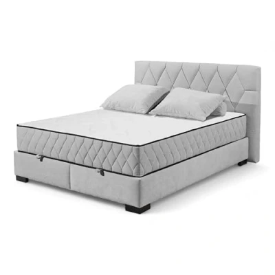 Abbildung von NAGOL B Boxbett 160x200, Silber Bequemes Doppelbett mit Bettkasten und Premium 9 Zonen Federkern Wendematratze 185 x 114 214 cm (B/H/T)