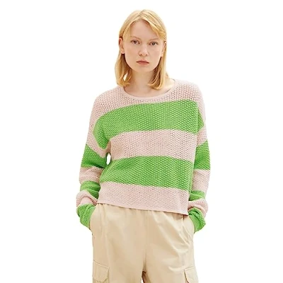 Abbildung von TOM Tailor Denim MIT V Ausschnitt Strickpullover, Damen, Größe: Large, Dusty sand beige melange