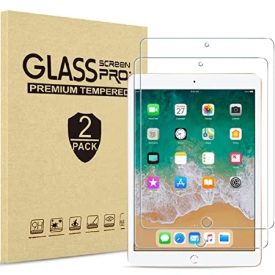Abbildung von ProCase 2 Stück Schutzfolie für iPad 9,7 Zoll (6. / 5. Generation, 2018/2017) Pro Air Air, 9H Gehärtetem Display Schutz Glas Screen Protector Folie Klar