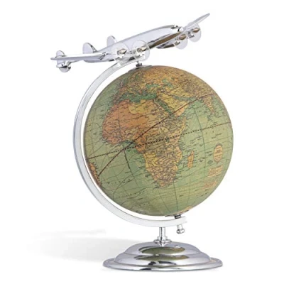 Abbildung von Authentic Models AP108 Globus mit Flugzeug Lockeed L 1049 26,5 x 22 31 cm