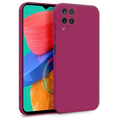 Abbildung von MyGadget Hülle für Samsung Galaxy M33 5G Zweilagige Handyhülle mit Kameraschutz Cover Innenfutter &amp; Silikon außen Wein Rot