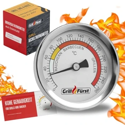 Abbildung von Grillfürst BBQ Deckelthermometer Therm 260 Einbau Grillthermometer für Grill, Smoker oder Räucherofen, Ø 6,5 cm