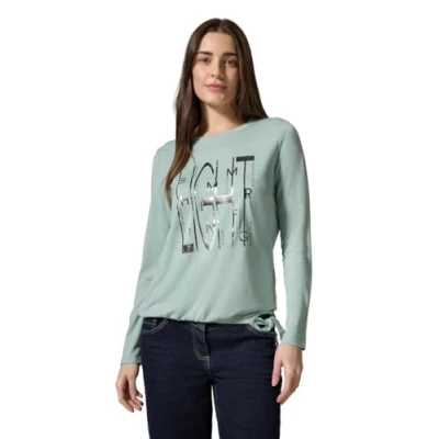 Abbildung von Cecil MIT Artwork Langarmshirt, Damen, Größe: Large, Grün