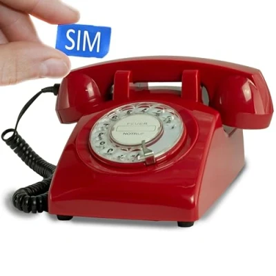 Abbildung von Opis 60s Mobile: Seniorentelefon mit SIM Karte/GSM Telefon/Festnetztelefon SIM/Vintage Telefon SIM/SIM Tischtelefon/Retro Karte/Demenz Rot