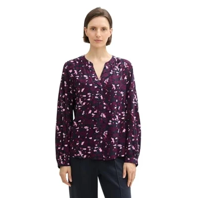 Abbildung von TOM Tailor Gemusterte Bluse, Damen, Größe: 34, Berry autumn floral design