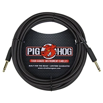 Abbildung von Pig Hog Vintage Serie Instrumentenkabel, Black Woven, 6m/20ft, 6.35 (1/4) auf (1/4), Hochwertige Qualität, Gewebt