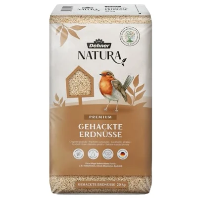 Abbildung von Dehner Natura Premium Wildvogelfutter, gehackte Erdnüsse schalenfrei, Ganzjahresfutter proteinreich / energiereich, hochwertiges Vogelfutter für Wildvögel, 20 kg