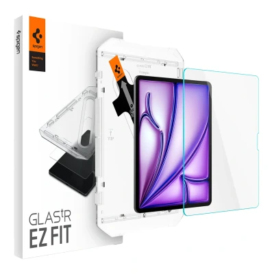 Abbildung von Spigen Glas.tR EZ Fit Schutzglas kompatibel mit iPad Air 13 Zoll M2 (2024), 1. Generation, Installationsschablone, Kristallklar, 9H Folie