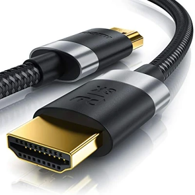 Abbildung von 1m 8K HDMI Kabel 2.1 @ 60Hz / 120Hz 4K 240Hz HDTV 7680 x 4320 UHD II 2.0a 2.0b 3D Highspeed Ethernet HDR ARC Präzisionsstecker kompatibel zu PS4 Xbox