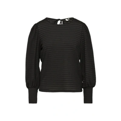 Abbildung von QS Strukturiertes Langarmshirt mit Puffärmeln schwarz XXL
