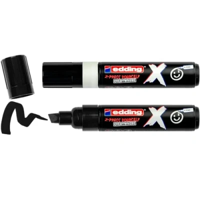 Abbildung von edding X Multi Marker Black &amp; White Color Set 2 Acrylstifte Keilspitze 10 mm Acrylmarker für T Shirts, Sneaker, Handyhüllen und mehr