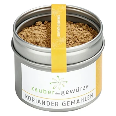 Abbildung von Zauber der Gewürze Koriander gemahlen Coriander gemahlen, Korianderpulver aus Koriandersamen für Fisch, Fleisch, Suppen, Saucen und Gebäck, in wiederverschließbarer Aroma Dose, 45 g