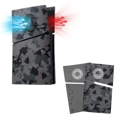Abbildung von Mcbazel PS5 Slim Frontplattenersatz Faceplates Dauerhafte ABS Schutzersatzabdeckung mit Kühlungsventilzubehör für Playstation 5 Digital Edition Camouflage