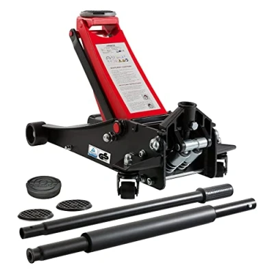 Abbildung von Arebos 3T Hydraulischer Rangierwagenheber flach Unterfahrhöhe 85 500 mm Doppelkolben 3 Auflagen Wagenheber Jack Heber Ständer KFZ Auto PKW
