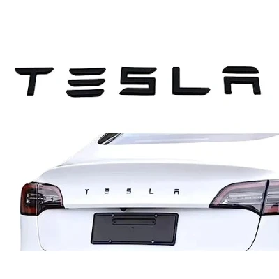 Abbildung von Selbstklebende und individuelle 3D Aufkleber für Kofferraum, Tesla, kompatibel mit Tesla Modellen: X, Y, S, 3 &amp; Highland (rot)
