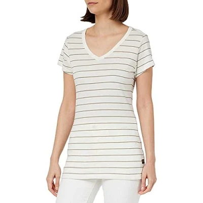 Abbildung von G STAR RAW Women&#039;s Tops Eyben Slim V Neck Top, Mehrfarben (milk/deep walnut stripe D21314 C483 G049), XS