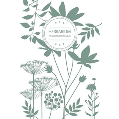 Abbildung von Herbarium Pflanzensammlung: Leer A4 Pflanzen Sammeln, Bestimmen, Aufbewahren 110 Seiten Papier Weiß Pflanzenbestimmung Motiv: Blumen Blüten Muster Natur Grün