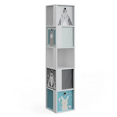Abbildung von Vicco Bücherregal Lio, Weiß, 33.3 x 162.2 cm mit 4 Faltboxen