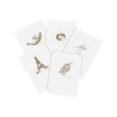 Abbildung von Clairefontaine 104536C Heft Flying Spirit liniert DIN A5 48 Blatt, Velinpapier elfenbein 90g, mit Klappe, Weiß goldenen Retro Motiven sortiert, 1 Stück