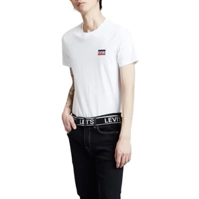 Abbildung von Levi&#039;s Herren 2pk Crewneck Graphic T Shirt , 2 Pack Sw White/ Mineral Black, XXS