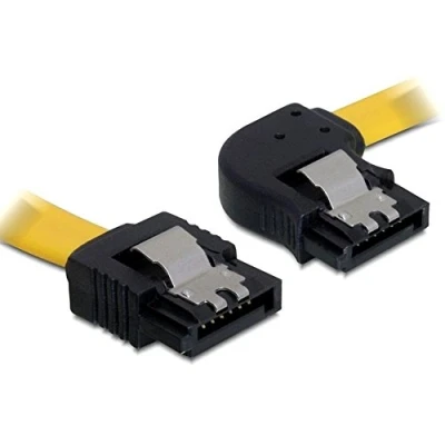 Abbildung von Delock SATA 3 Gb/s Kabel gerade auf rechts gewinkelt 30 cm gelb